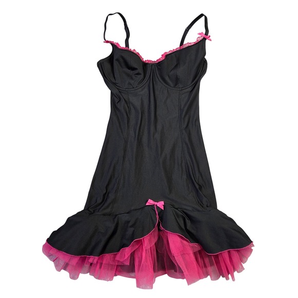Y2k Victorias Secret Sexy Little Things Pink 36C Ruffle Corset Babydoll  Dress
